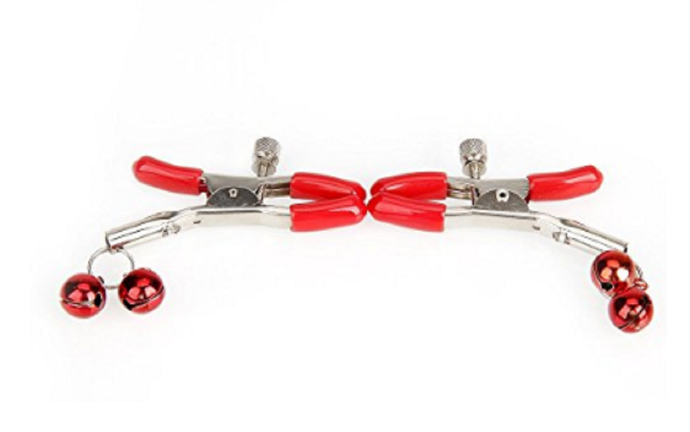 Зажимы на соски с колокольчиками красные