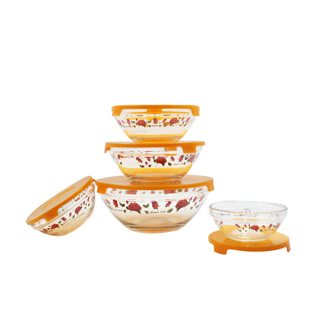 Набор стеклянных салатников с крышками Irit GLSA-5-001 оранжевый