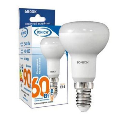 Лампа светодиодная IONICH акцентного освещения ILED-SMD2835-R50-6Вт-540Лм-230В-6500К-E14 (LC2103)