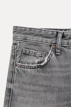 ZARA ДЖИНСЫ TRF WIDE LEG FULL LENGTH СО СРЕДНЕЙ ПОСАДКОЙ, СЕРЫЙ