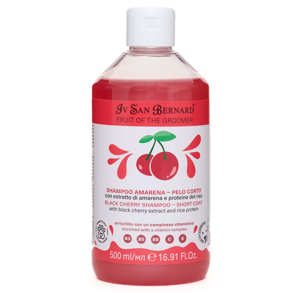 Шампунь Iv San Bernard Fruit of the Groomer Black Cherry для короткой шерсти с протеинами риса 500 мл