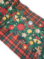 4 м. Новогоднее Вафельное полотно для шитья "Еловая гирлянда", 100% хлопок, плотн- 175, шир.-50 см, отрез 50 х400 см