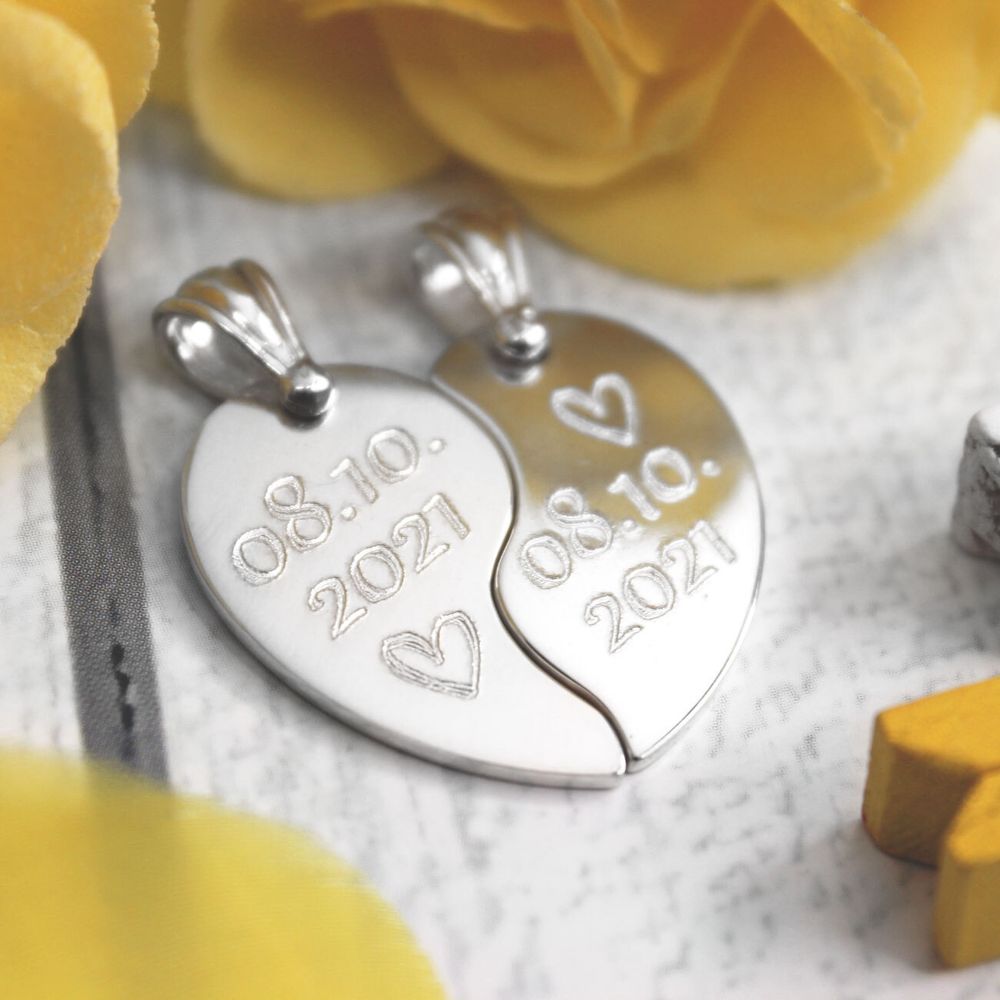 Серебряные кулоны Половинки с гравировкой на заказ