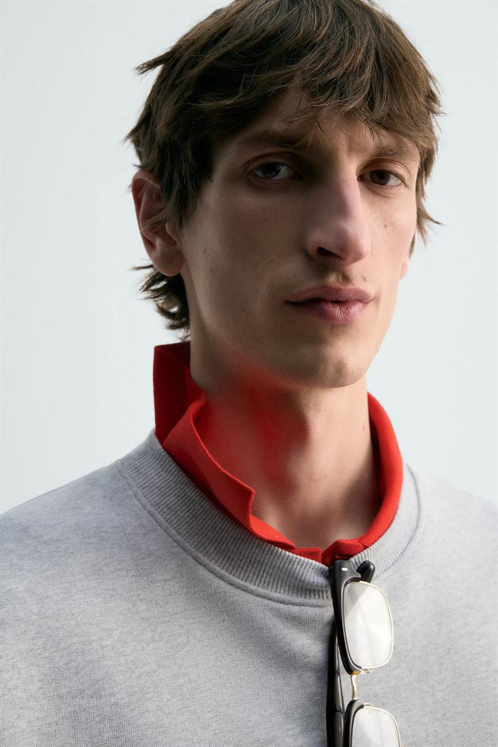 ZARA ТОЛСТОВКА КЛАССИЧЕСКОГО КРОЯ С КРУГЛЫМ ВЫРЕЗОМ, СЕРЫЙ МЕЛАНЖ