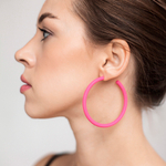 Серьги розовые пластиковые 6 см, NNMB31