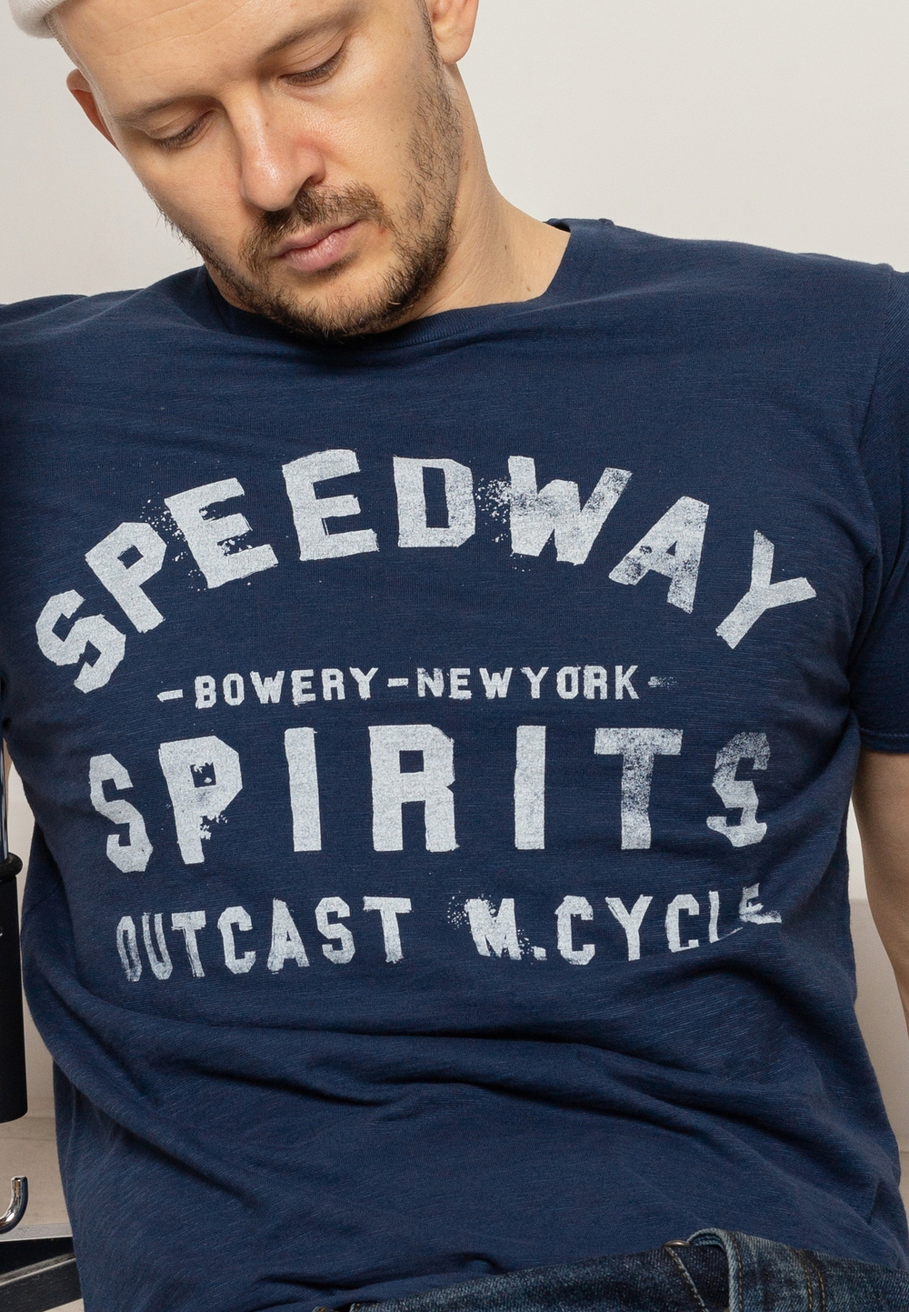 Футболка Bowery NYC "Speedway Spirits" Slub Navy