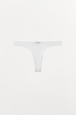 ZARA ТРУСЫ ТАНГА POINTELLE С ЦВЕТКОМ, БЕЛЫЙ