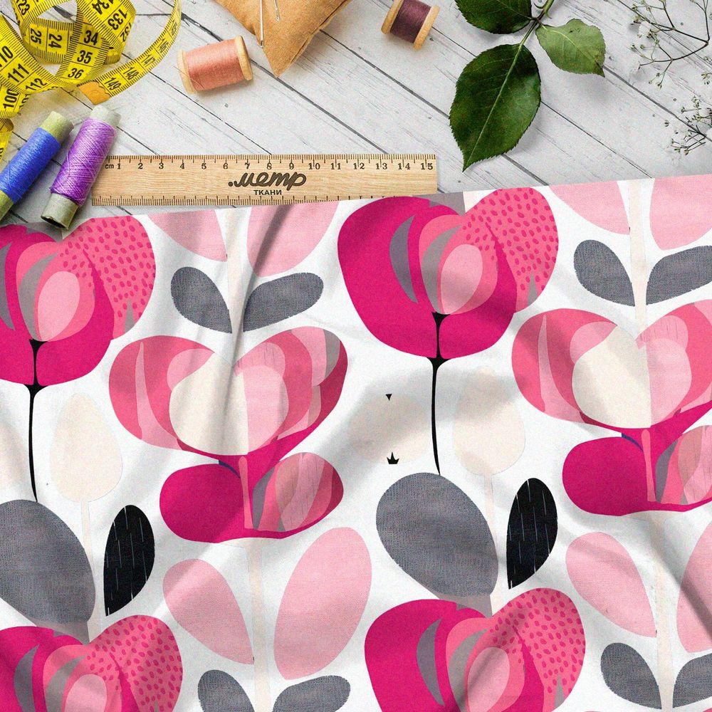 Ткань премиум габардин абстрактный цветок