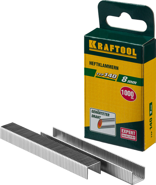 KRAFTOOL скобы тип 140 (G/11/57), 8 мм, калибр 20GA. 1000 шт (31680-08)