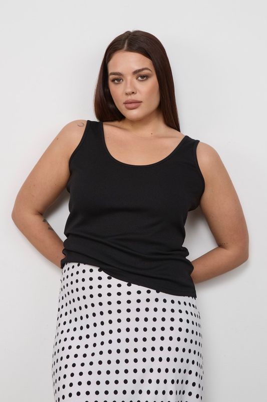 Майка в рубчик, черный