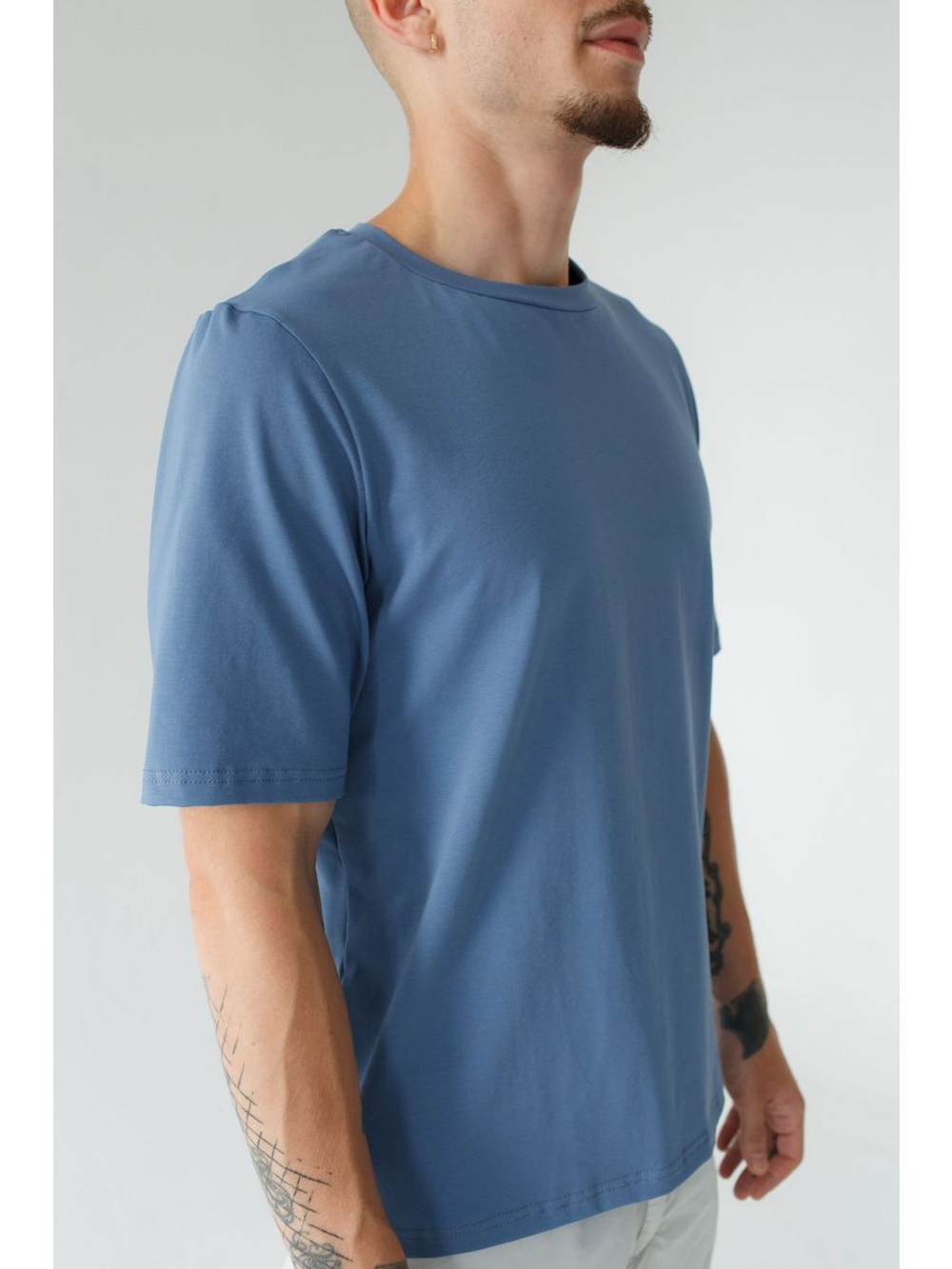 Футболка унисекс синяя повседневная базовая оверсайз