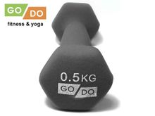 Гантель GO DO в виниловой матовой неопреновой оболочке. Вес 0,5 кг.  (Серый)