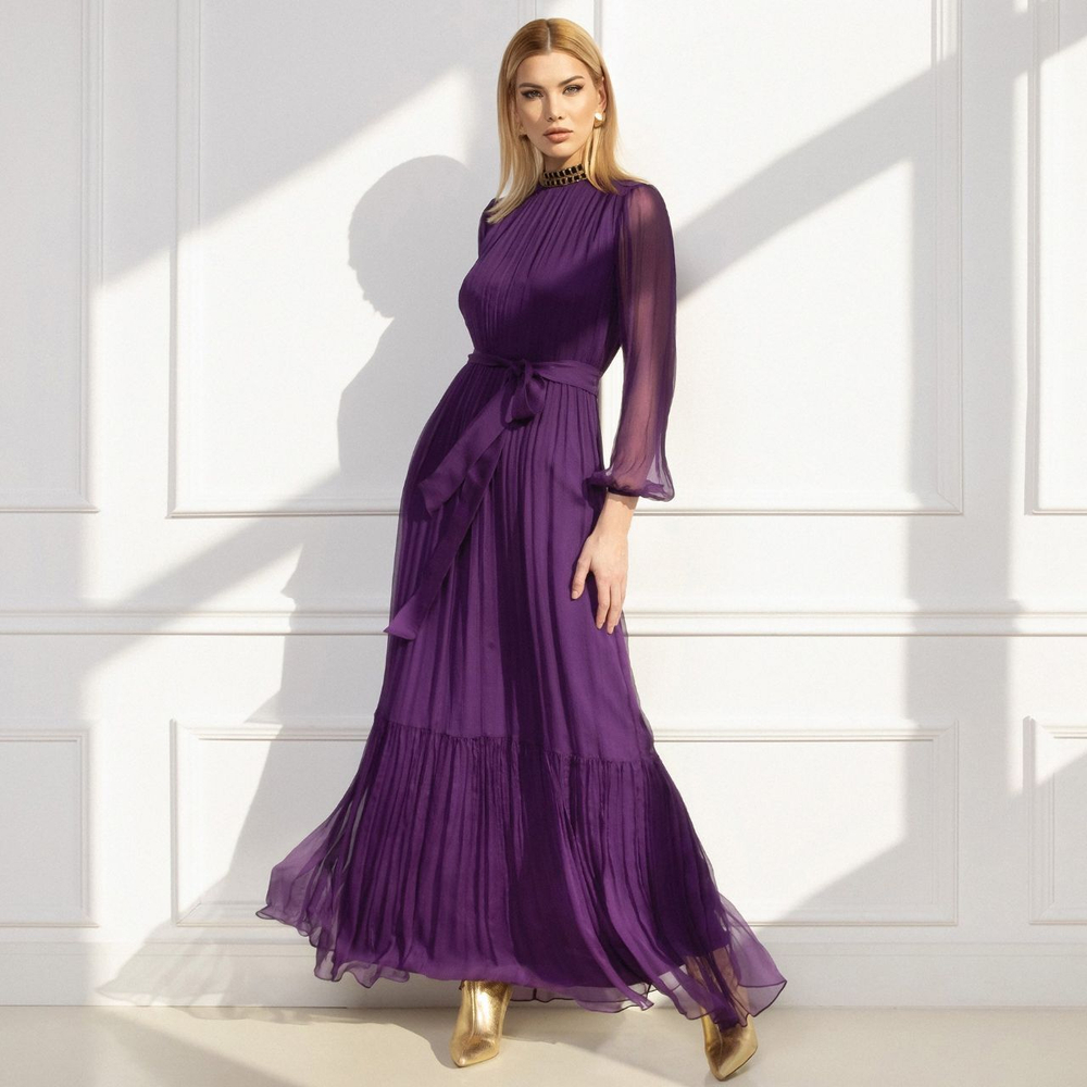 Платье шелк длинное пурпур