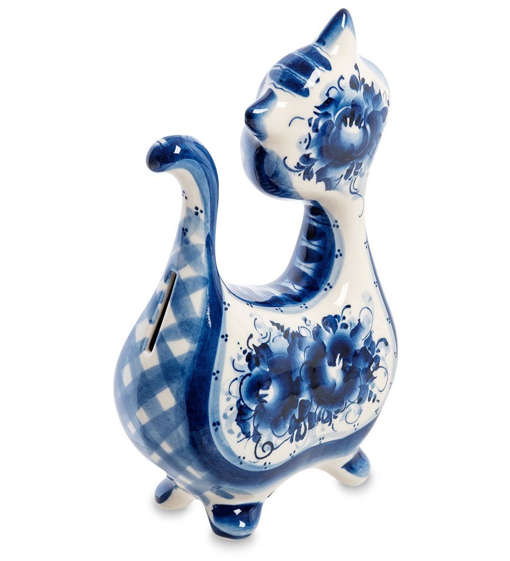 ГЛ- 514 Копилка «Кот-Ватрушка» (Гжельский фарфор)