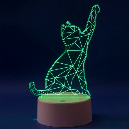 ULI-M501 RGB-3AAA CATTY-WHITE Светильник декоративный с эффектом 3D Кошка. на батарейках 3AAA не в-к. 1 светодиод. RGB свет. USB кабель в-к. TM Uniel