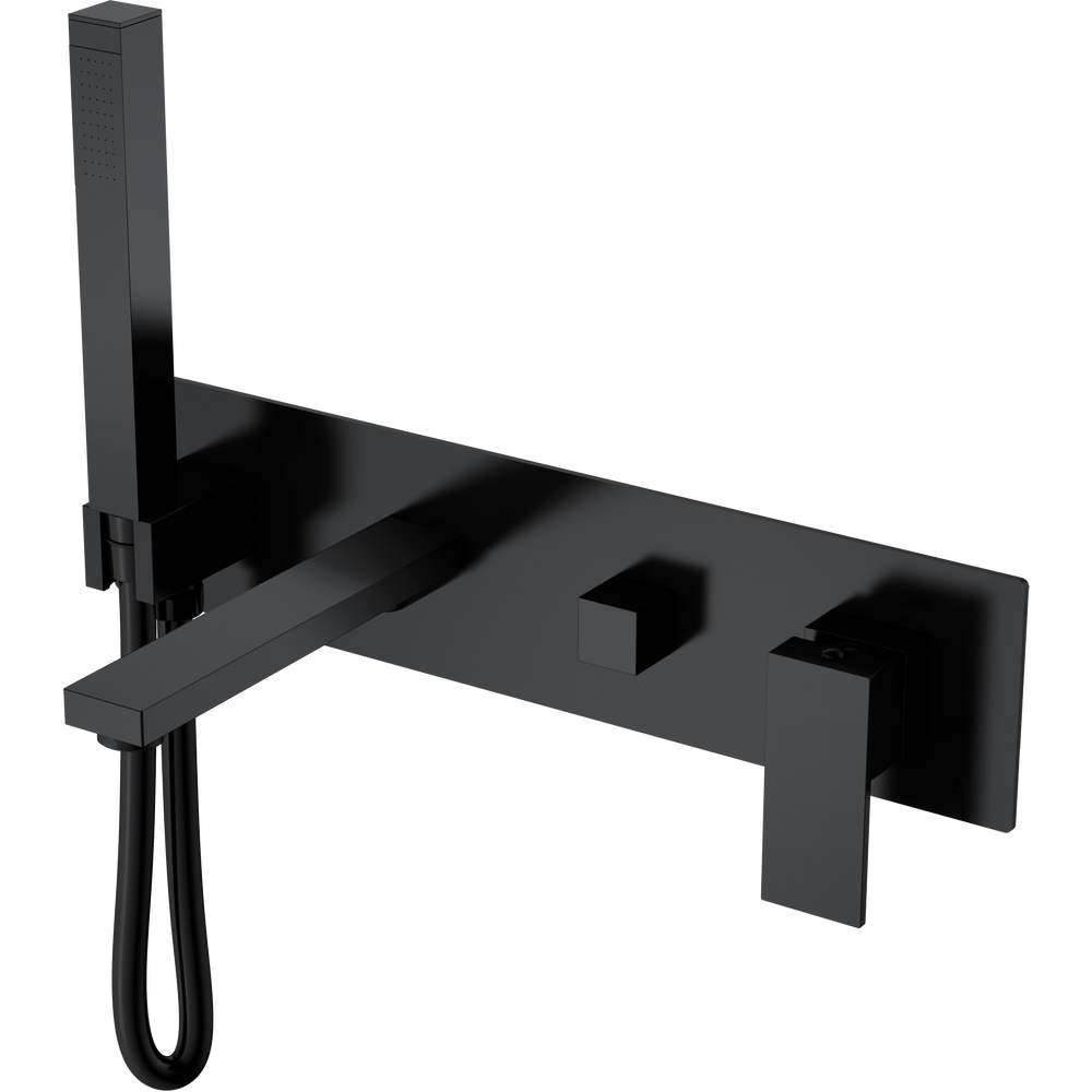 Смеситель для ванны с душем Boheme Qubic 474-2-B С ВНУТРЕННЕЙ ЧАСТЬЮ, matt black