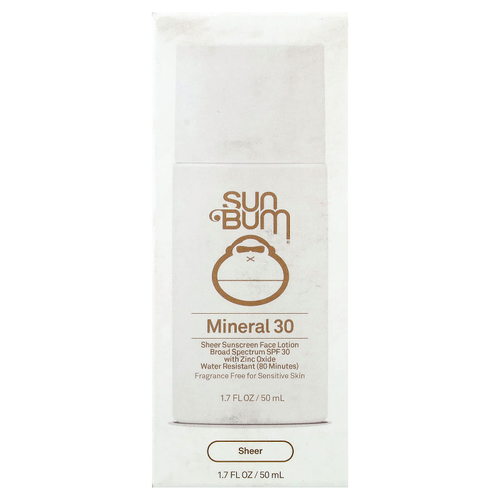 Sun Bum, Mineral, прозрачный солнцезащитный лосьон для лица, SPF 30, без отдушки, 50 мл (1,7 жидк. унции)