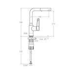 Смеситель для кухни с выдвижной лейкой и поворотным изливом KITCHEN 381901H1MC
