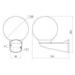 Садово-парковый светильник ЭРА НБУ 01-60-201 шар опаловый настенный IP44 Е27 max60Вт d200mm