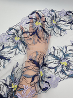 Вышивка на сетке синий/сиреневый К778