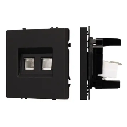Механизм сдвоенной компьютерной розетки SCT-NOBE-MPC2-SFPL-BK (RJ-45, CAT6) (Arlight, Черный оникс) 054313
