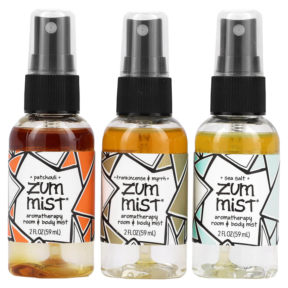 ZUM, Zum Mist, спрей для комнаты и тела для мини-ароматерапии, трио в упаковке, 3 шт., По 59 мл (2 жидк. унц.)