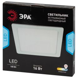 Светильник светодиодный встраиваемый Даунлайт ЭРА LED 2-16-6K квадратный 16Вт 6500К | Downlight