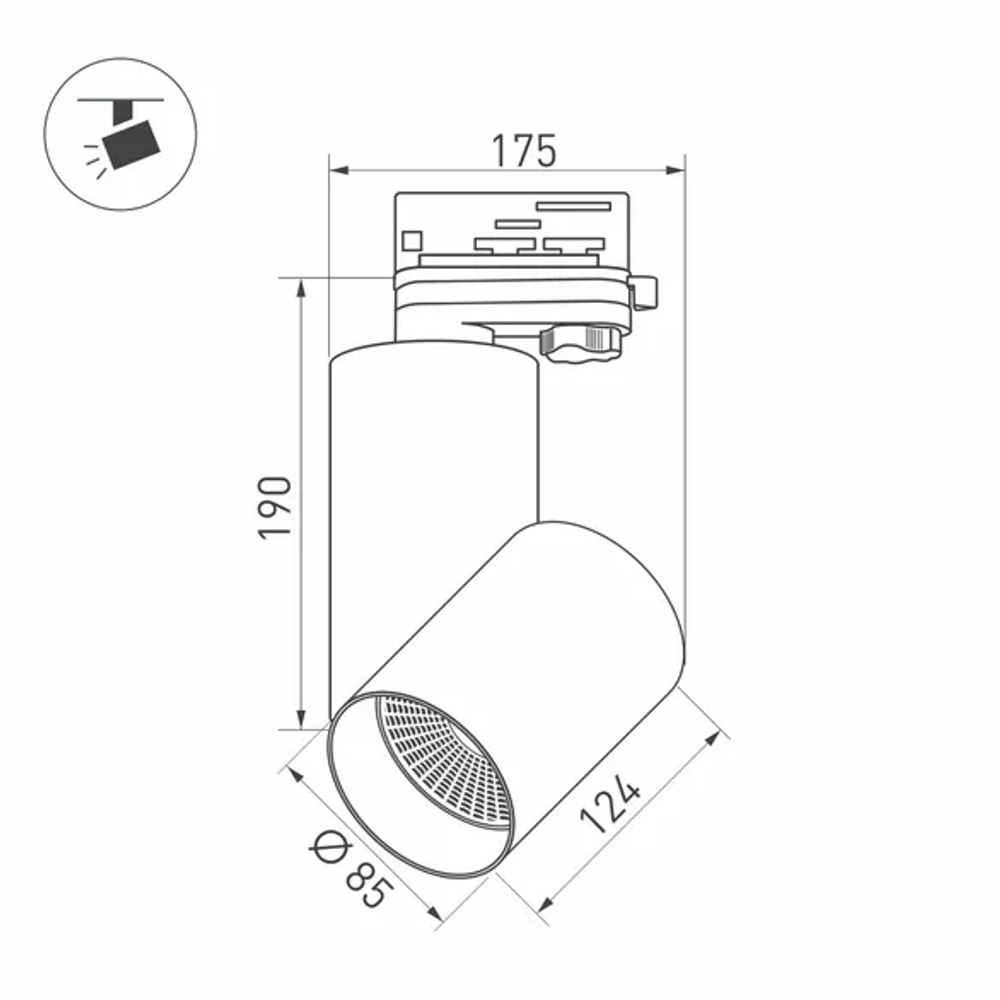 Светильник SP-POLO-TRACK-TURN-R85-15W Day4000 (BK-BK, 40 deg) (Arlight, IP20 Металл, 3 года) 027428