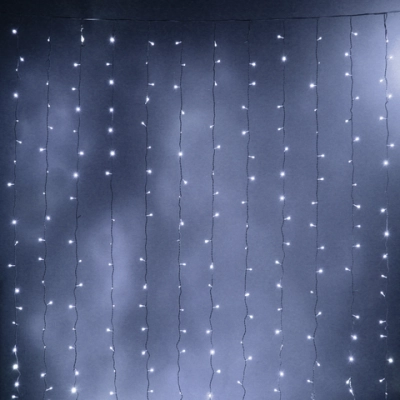 Гирлянда для улицы ЗАНАВЕС «Мерцание» ш3м* в2,5 м 480 ламп LED, белый.пров, 1 реж, IP-65, Белый (возможность соединения)