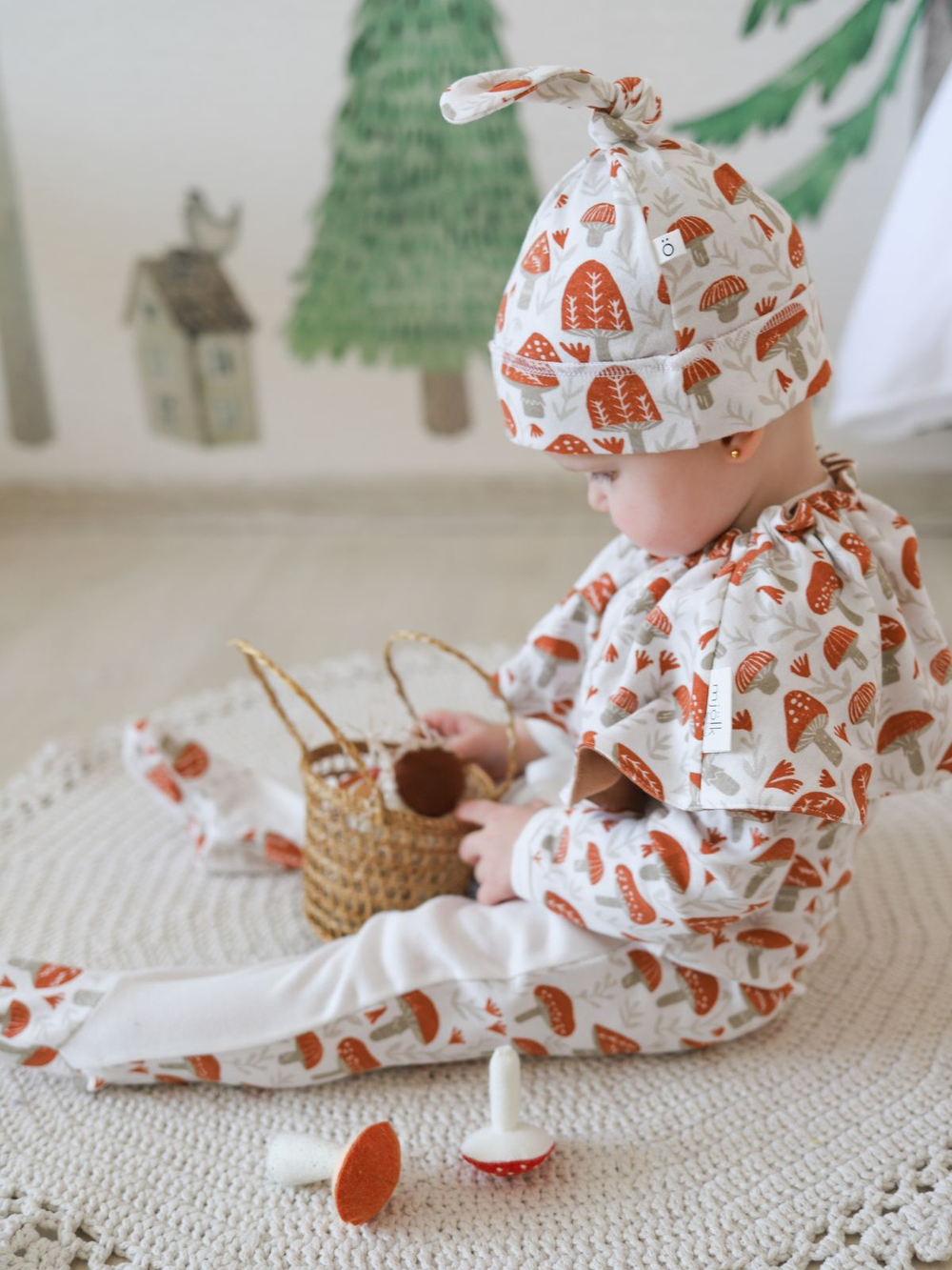 Комбинезон Mjölk Sleep and Play Mushrooms, с рукавом реглан