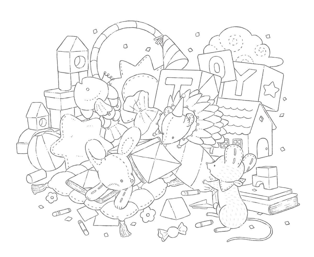 [Vol.8] Midnight tea party of stuffed animals. Coloring Book