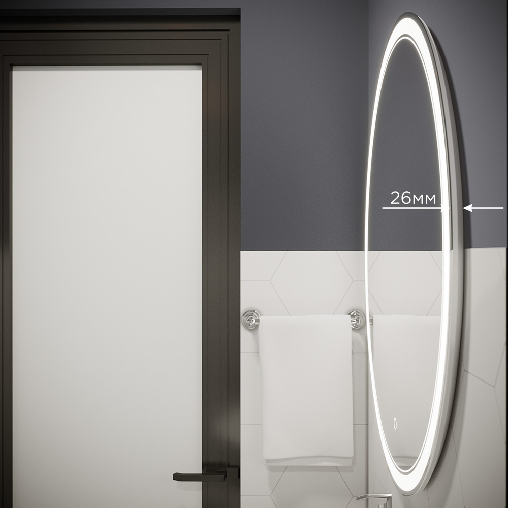 Зеркало MIXLINE "Дора" 700*900 (ШВ) овал, сенсорный выключатель, светодиодная подсветка