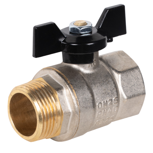 Кран шаровой латунный LD Pride 47.25.B-Н.Б Ду 25 Ру 40 вн-нр, (бабочка)