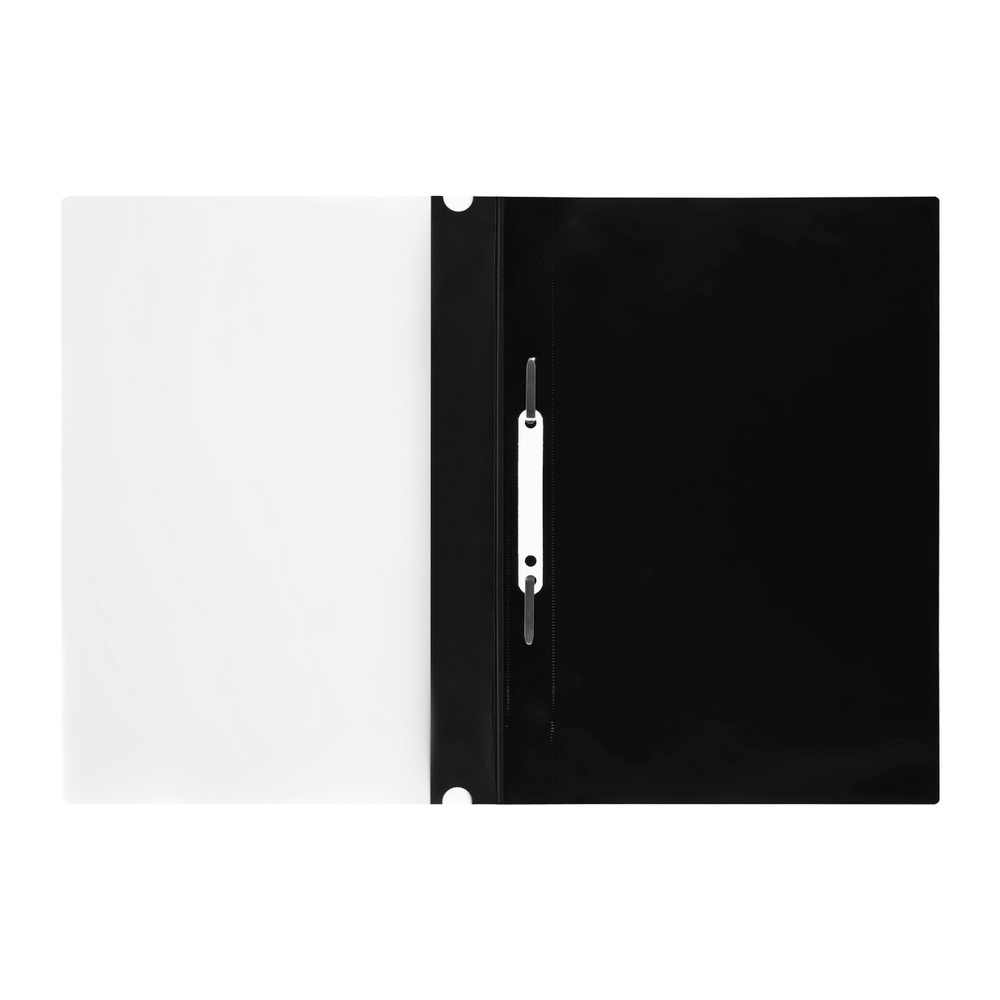 Папка-скоросшиватель с перфорацией А4, 160мкм, черная с прозр. верхом