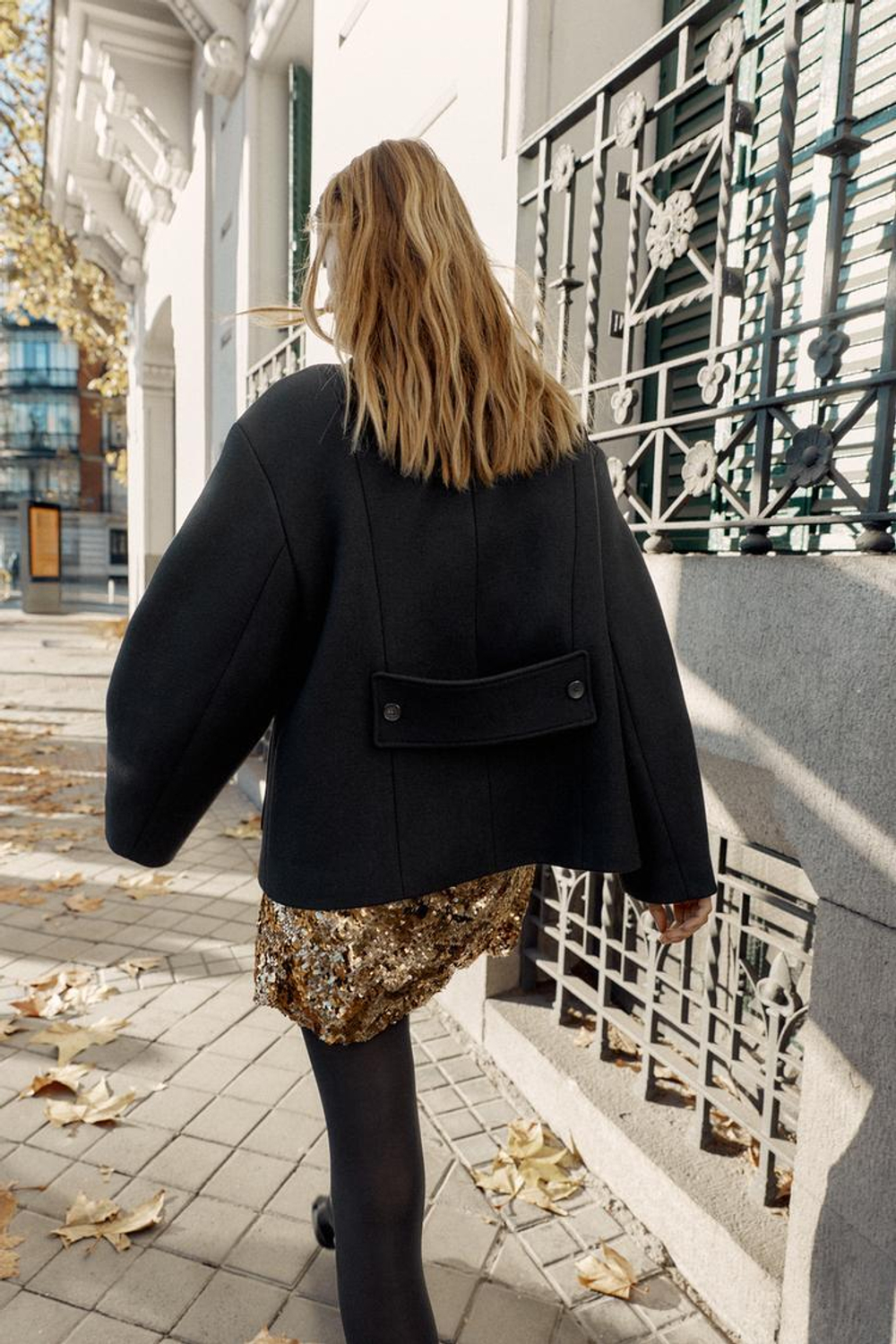 ZARA КОРОТКОЕ ПАЛЬТО ИЗ СМЕСОВОЙ ШЕРСТИ С ВОРОТНИКОМ-СТОЙКОЙ, ЧЕРНЫЙ