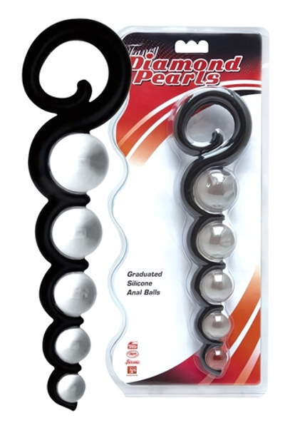 Анальная цепочка с кольцом - 25,5 см. (Цвет: черный)