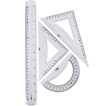 Набор линеек Deli "Pioneer" (угольник .2 шт, линейка 30 см,транспортир)