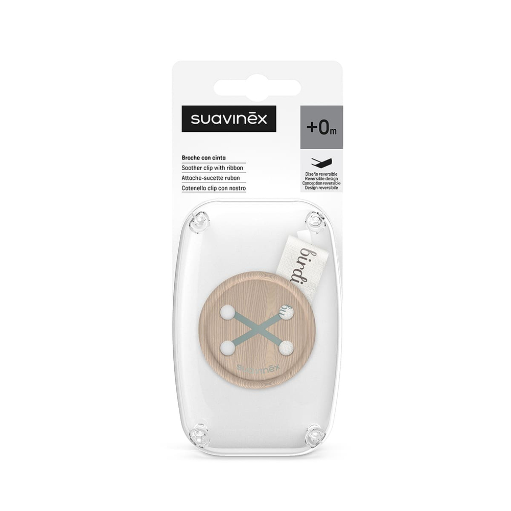 Клипса c лентой для пустышки Suavinex Birdies зеленая