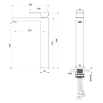 Смеситель для раковины высокий WONZON & WOGHAND CUBE, Черный матовый (WW-88239016-MB)