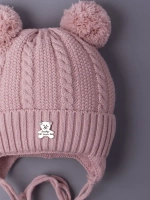 Шапка детская вязаная демисезонная на завязках
