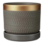 Горшок керамический Брюссель серый золото цилиндр №2