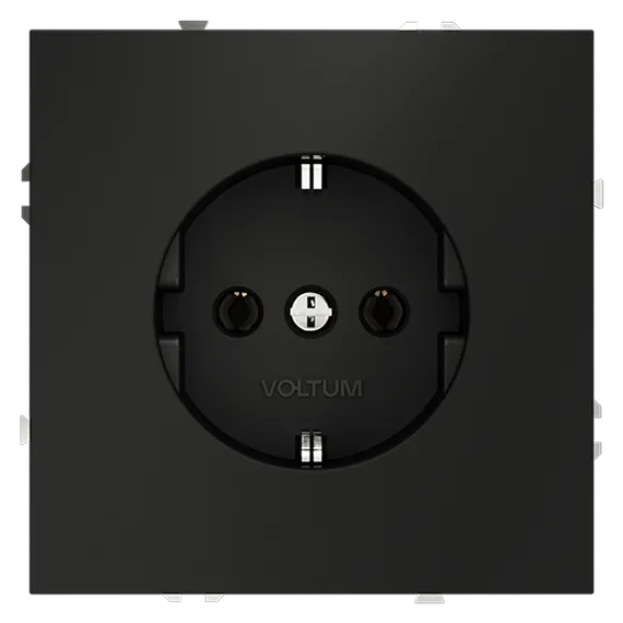 Розетка встраиваемая VOLTUM S70 с заземлением 16А, (черный матовый) vls040108