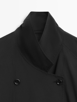 Massimo Dutti Двубортный тренч, черный