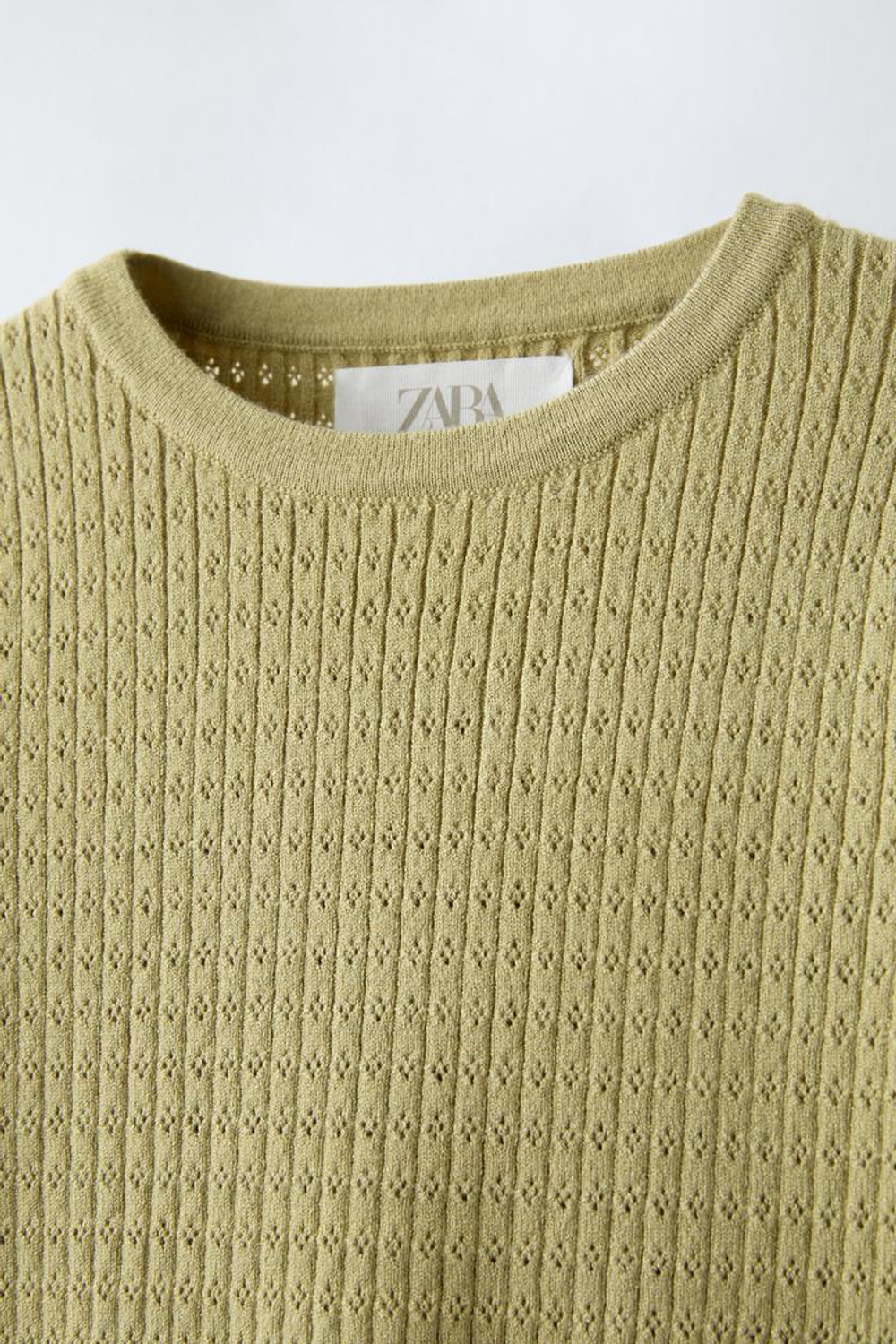 ZARA ТОП АЖУРНОЙ ВЯЗКИ, ЗЕЛЕНЫЙ