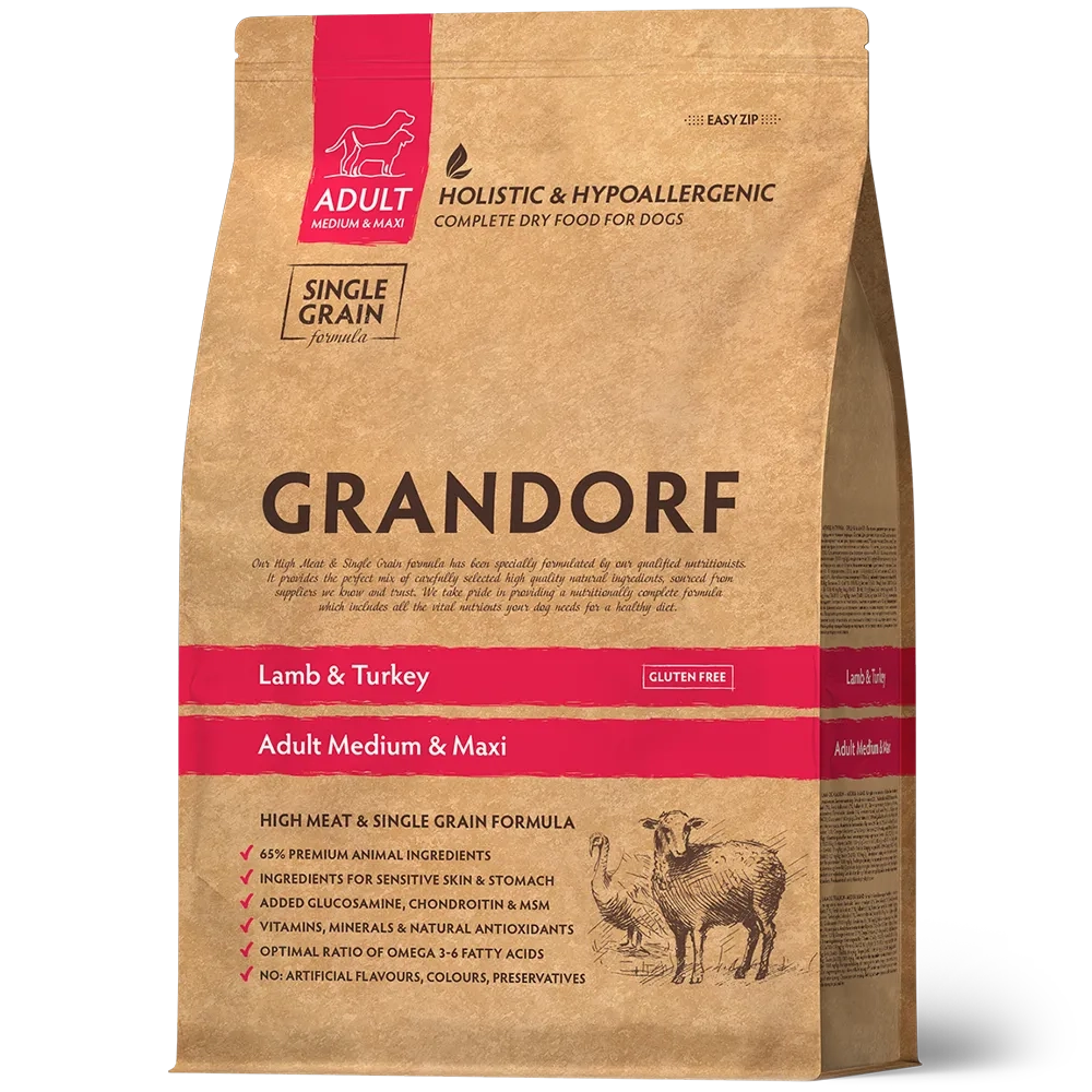 Grandorf Lamb & Turkey, Adult Medium & Maxi для средних и крупных пород (Ягнёнок с индейкой)
