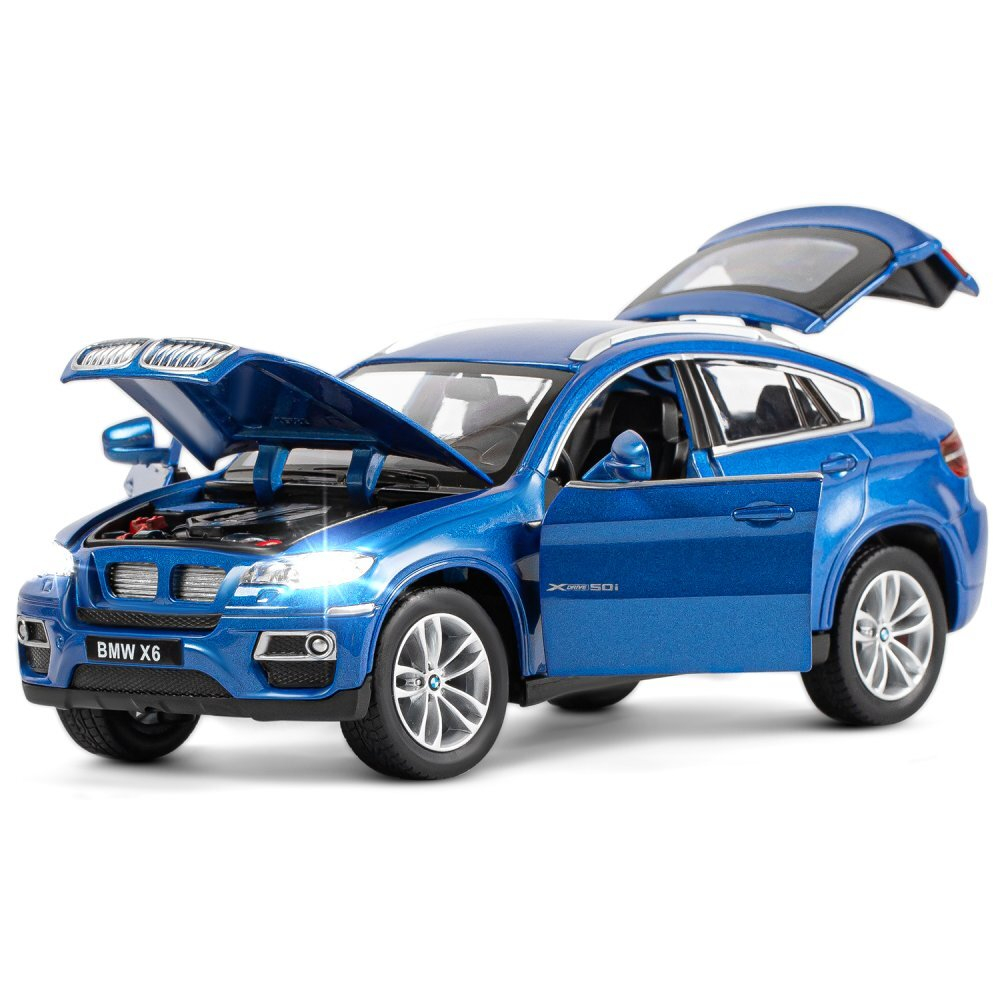 Модель 1:26 BMW X6, синий, откр. двери, капот и багажник, свет, звук