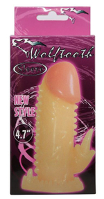 Телесная насадка на пенис со стимулятором клитора - 11,5 см. (Цвет: телесный)