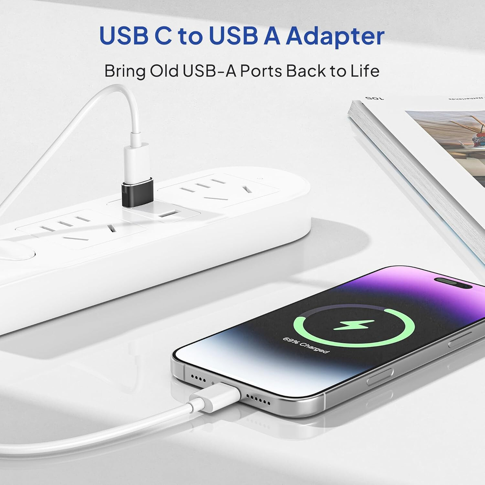 Elebase USB-A to USB-C адаптер (4 шт.) Универсальный переходник для зарядки и передачи данных