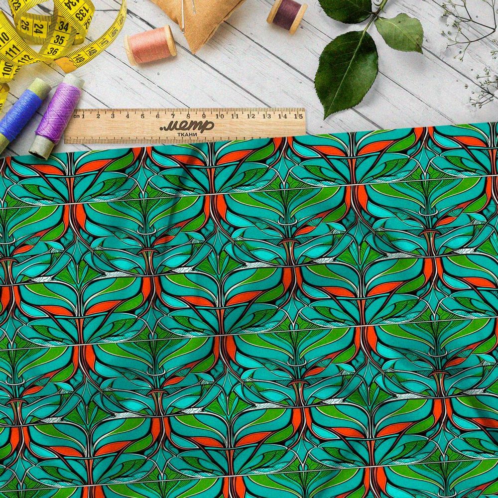 Ткань премиум шелк искусственный Армани эффектный фрактал