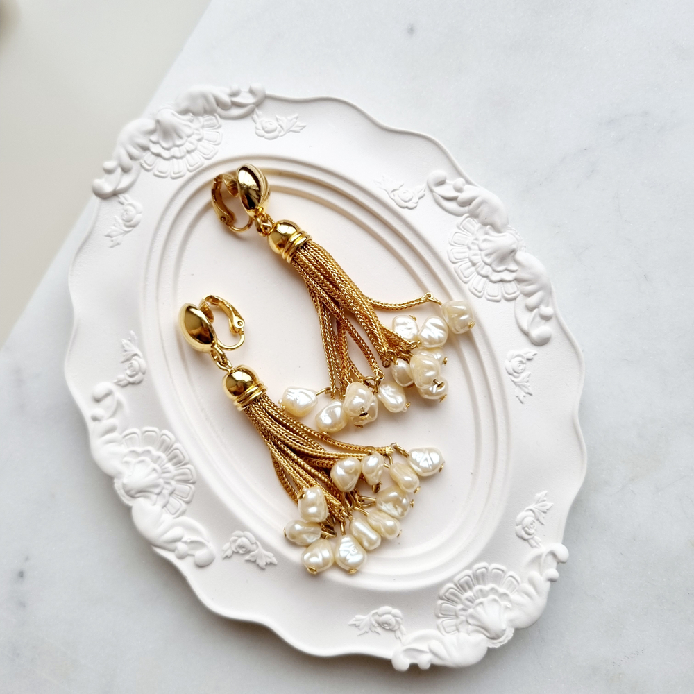 Клипсы с речным жемчугом